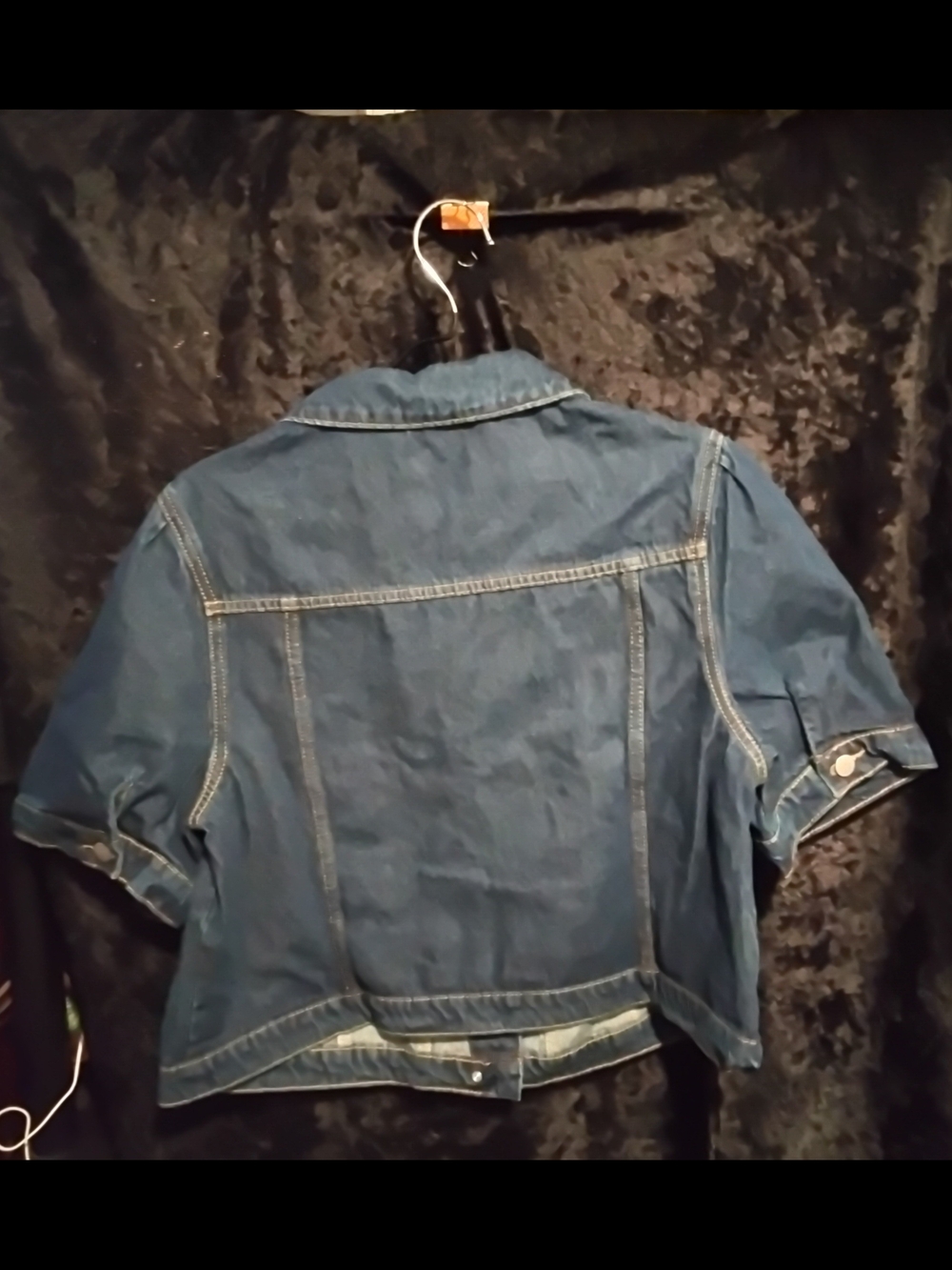 SHEIN Blue Distressed Short Sleeve Denim Jacket - Picture 2 of 3